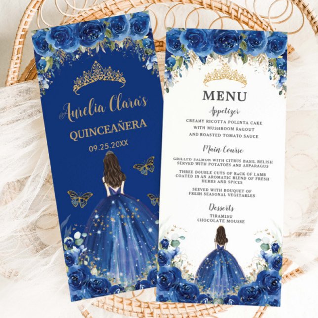 Rosa azul real Vestido Chica floral Menú Quinceañe (Subido por el creador)