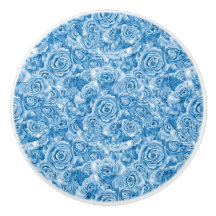 Rosa azul único pomo de cerámica