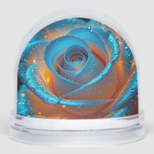 Rosa Azul Vibrante con Gotitas de Rocío en Lig Con