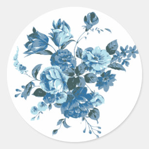 Rosa azul vintage y Pegatinas florales peónicos /
