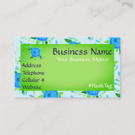 Rosa Azul Y Tarjeta De Negocios Verde