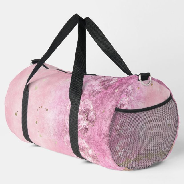 Rosa barroco Damask Grunge - Bolsa Duffel (Esquina derecha)