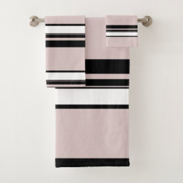 Rosa Beige Blanco Negro Rayas Clásico Raya