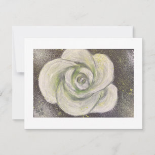 Rosa blanca abstracta sobre tarjeta de fondo negro
