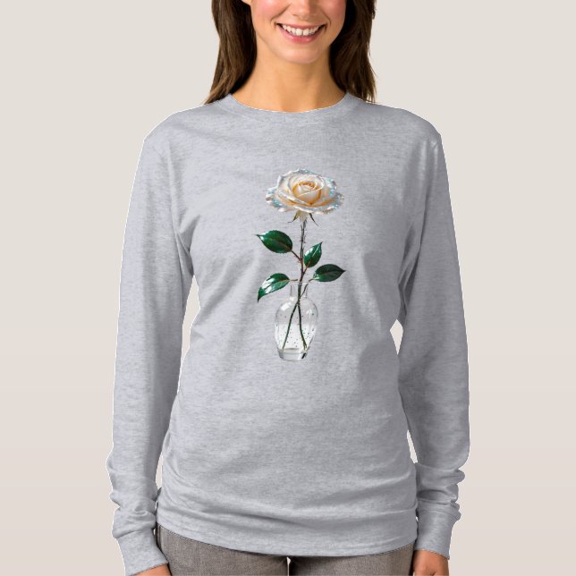 Rosa blanca en una camiseta de grano (Anverso)
