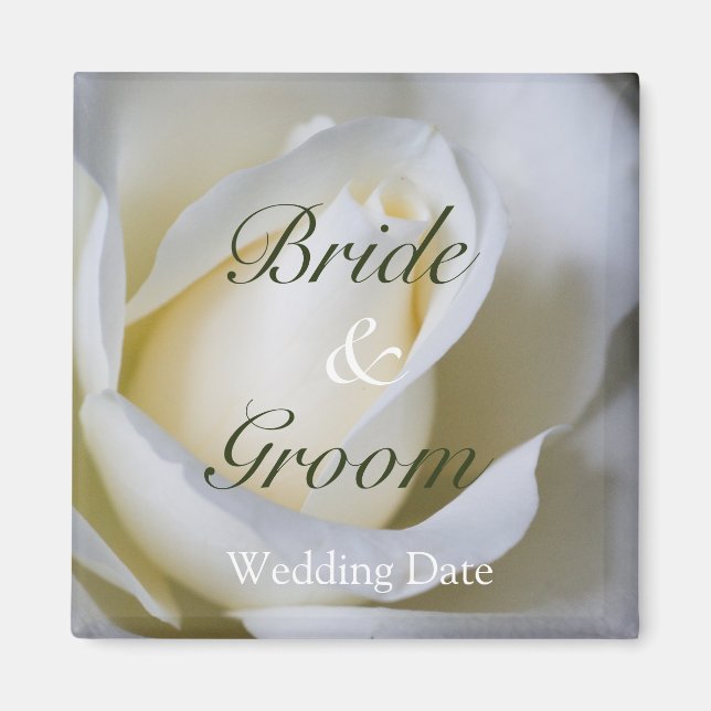 Rosa Blanca ・ Guardar el imán de fecha (Frente)