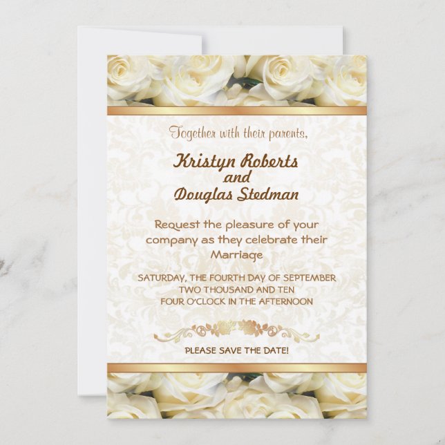 Rosa Blanca - Invitación a la boda (Anverso)