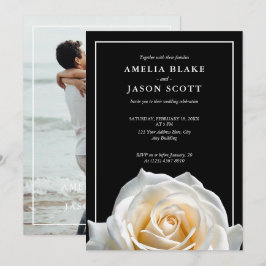 Rosa Blanca minimalista sobre la invitación a la b