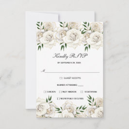 Rosa Blanca Oro Floral Formal Elegante Boda RSVP