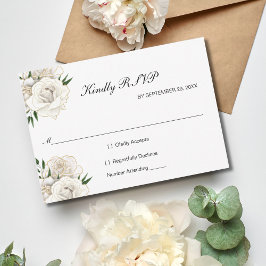 Rosa Blanca Oro Floral Formal Elegante Boda RSVP