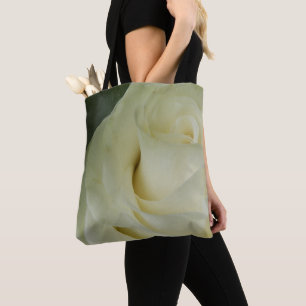 Rosa blanca por toda la bolsa de impresión