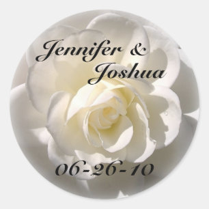 Rosa BLANCA - Sello para sobres Boda Bride & Groom