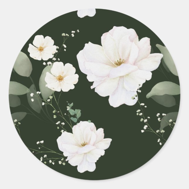 Rosa Blanca sobre Sellos para sobres Pegatinas flo (Anverso)