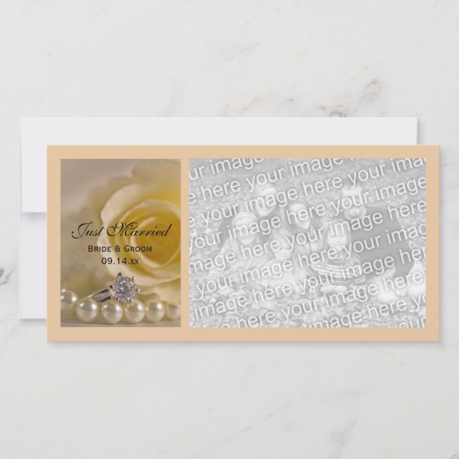 Rosa Blanca y Perlas recién casadas Invitación (Anverso)