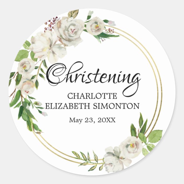 Rosa blanca y Sello para sobres de la Navidad dora (Anverso)