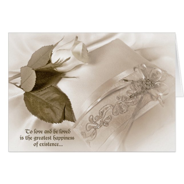 rosa blanco sobre almohada boda (Anverso (Horizontal))