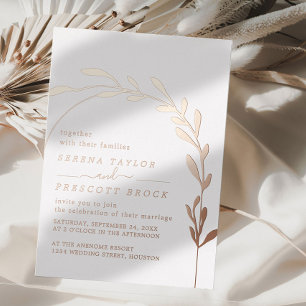 Rosa Boda de Arco de Oro Invitación al Relieve met