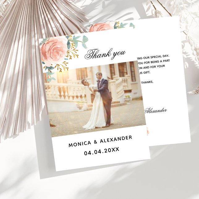 Rosa boda de fotografía floral dorada tarjeta de a (Subido por el creador)