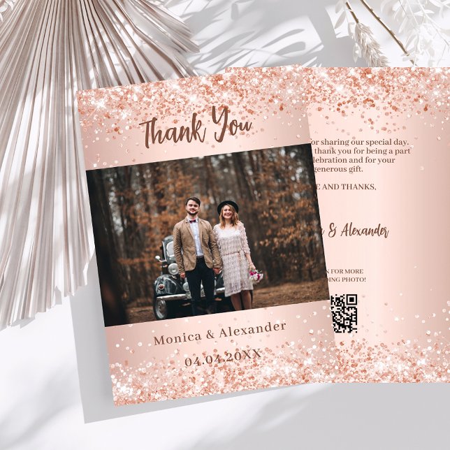 Rosa boda de oro foto código QR tarjeta de agradec (Subido por el creador)
