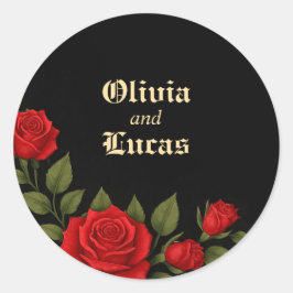 Rosa Boda gótico Pegatina redondo clásico