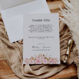 Rosa Boda Gracias Menú Nota De Napkin