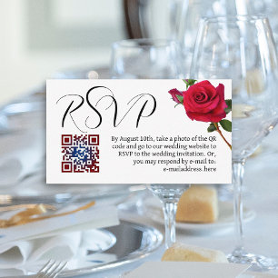 Rosa Boda RSVP Código QR Tarjeta de gabinete