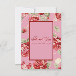 Rosa boda tarjeta de agradecimiento
