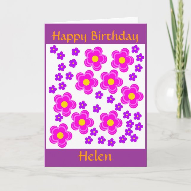 Rosa bonito, tarjeta floral moderna. Birthda feliz (Anverso)