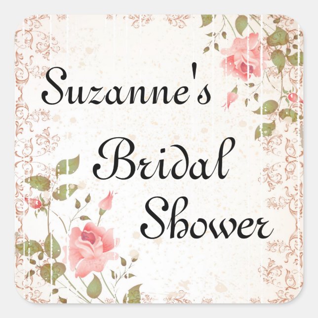 Rosa Bridal Shower Pegatinas (Anverso)