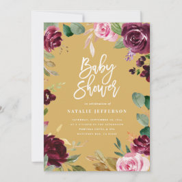 Rosa, burdeos, + higuera acuarela floral y guion