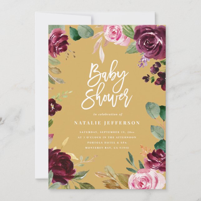 Rosa, burdeos, + higuera acuarela floral y guion (Anverso)