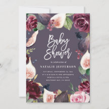 Rosa, burdeos, + higuera acuarela floral y guion