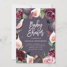 Rosa, burdeos, + higuera acuarela floral y guion