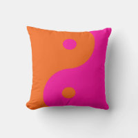 Rosa Caliente Y Naranja Cojín decorativo Yin Yang