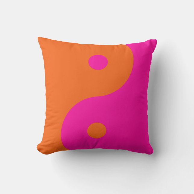 Rosa Caliente Y Naranja Cojín decorativo Yin Yang (Anverso)