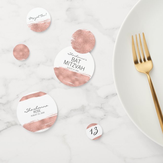 Rosa Cepillo de Oro Bat Mitzvah Table Confetti (Grupo)