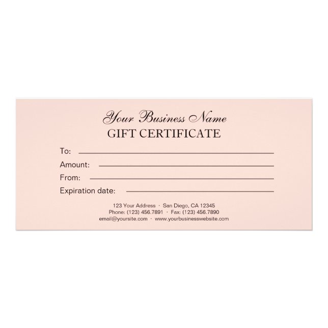 Rosa | Certificado genérico clásico de regalo senc (Frente)