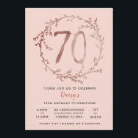 Rosa Chicas de cumpleaños 70 años invitación<br><div class="desc">Faux Relieve metalizado Rosa de oro Chicas de cumpleaños 70 cumpleaños invitación</div>