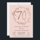 Rosa Chicas de cumpleaños 70 años invitación<br><div class="desc">Faux Relieve metalizado Rosa de oro Chicas de cumpleaños 70 cumpleaños invitación</div>