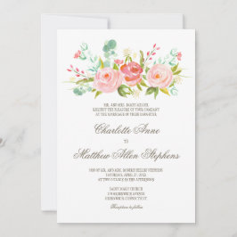 Rosa clásico Jardín elegante Invitación a la boda