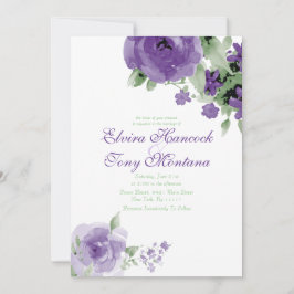 Rosa color de agua morado, invitaciones de boda