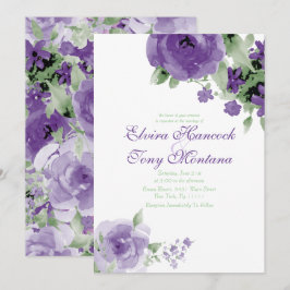 Rosa color de agua morado, invitaciones de boda