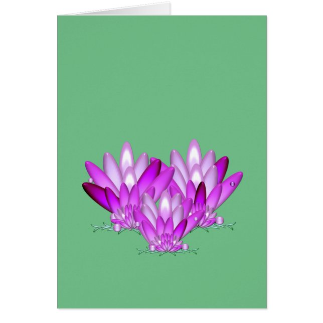 Rosa con flores de Lotus sobre fondo verde marino (Frente)