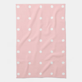 Rosa Con Puertos De Polka Blanco Toalla De Cocina
