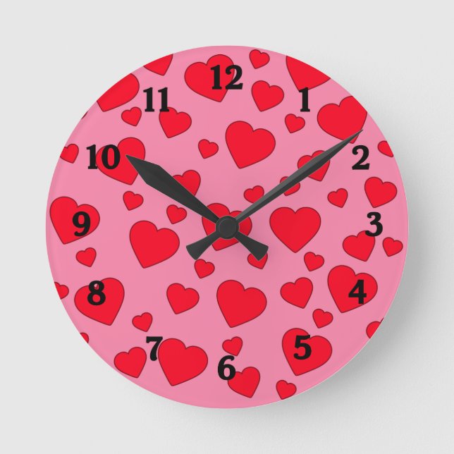 Rosa con reloj de pared del corazón rojo (Anverso)
