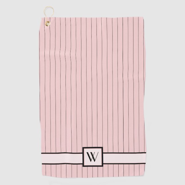 Rosa con toalla de golf de Pinstripes Negras (Anverso)