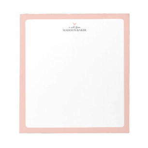 Rosa coral   Bloc de notas simple personalizado de
