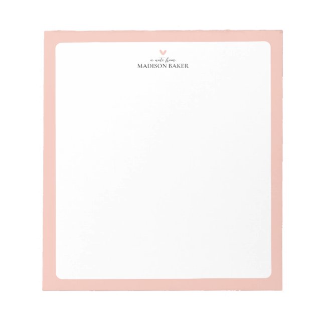 Rosa coral | Bloc de notas simple personalizado de (Frente)