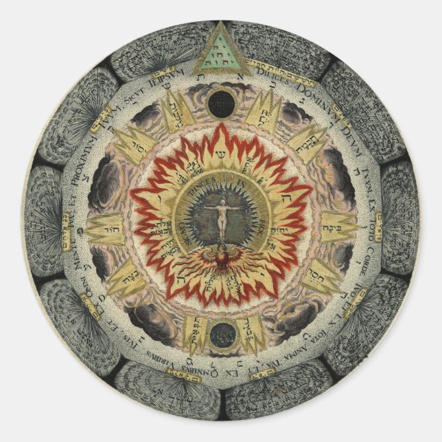 Rosa cósmico mágico Mandala Pegatinas redondos (Anverso)