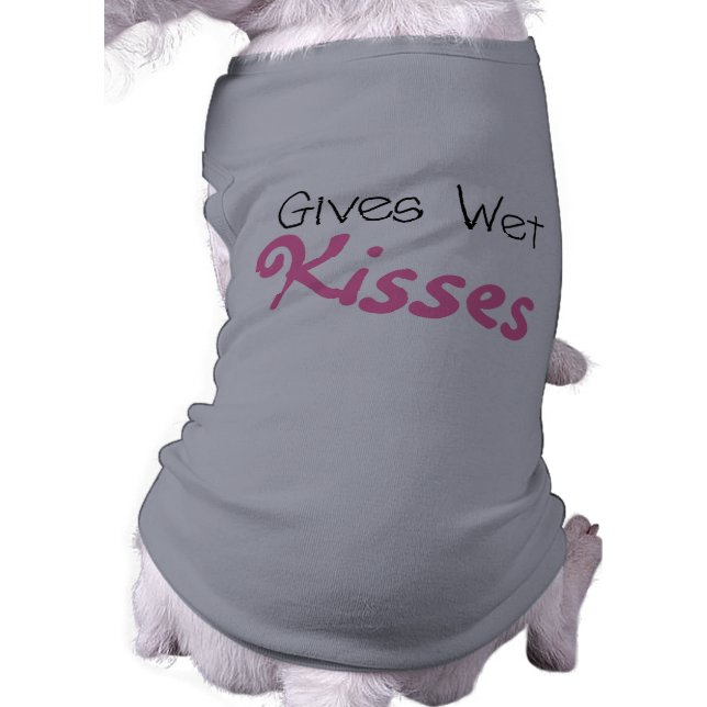 Rosa da camisetas de perro con besos húmedos (Atrás)